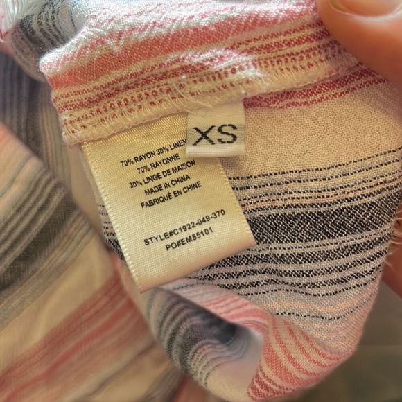 Cloth & Stone Sleeveless Striped Shirt Dress Frayed Hem Casual Comfy size xsmall - Picture 9 of 11